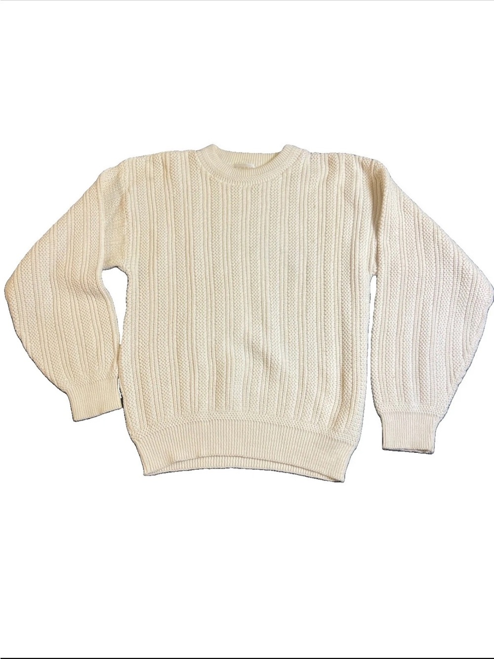 Vintage Equus Fisherman Sweater 100% Cotton Ivory Men’s M Coastal Grandpa